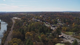 DX0002_216_033 - 5.7K aerial stock footage orbiting George Street in the small town of Fort Ann, New York