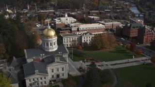DX0002_219_003 - 5.7K aerial stock footage of an orbit of the golden dome of the Vermont State House in Montpelier