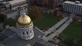 DX0002_219_005 - 5.7K aerial stock footage circling Vermont State House dome in Montpelier