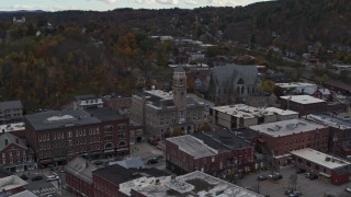 DX0002_219_031 - 5.7K aerial stock footage approach and orbit city hall and downtown buildings, Montpelier, Vermont