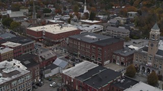 DX0002_219_057 - 5.7K aerial stock footage orbit the Blanchard Building in Montpelier, Vermont
