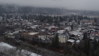 DX0002_227_003 - 5.7K aerial stock footage of orbiting the small town of Leavenworth, Washington