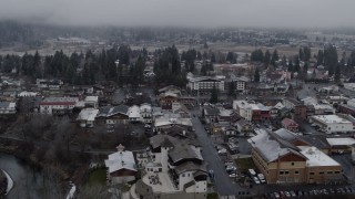 DX0002_227_004 - 5.7K aerial stock footage of flying by the small town of Leavenworth, Washington