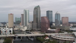 DX0003_229_001 - 5.7K aerial stock footage of tall skyscrapers in Downtown Tampa, Florida