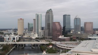DX0003_229_002 - 5.7K aerial stock footage orbit tall skyscrapers in Downtown Tampa, Florida