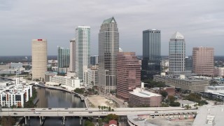 DX0003_229_007 - 5.7K aerial stock footage of an orbit of skyscrapers, Downtown Tampa, Florida