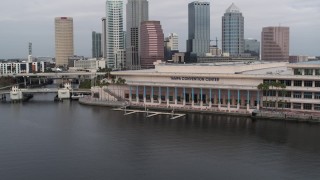 DX0003_229_012 - 5.7K aerial stock footage of the Tampa Convention Center, Downtown Tampa, Florida