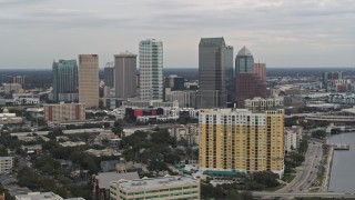 DX0003_230_005 - 5.7K aerial stock footage of the skyline from condo complex, Downtown Tampa, Florida
