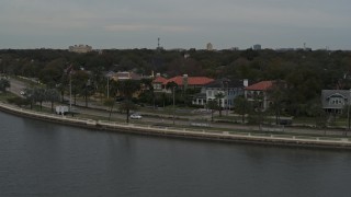 DX0003_230_019 - 5.7K aerial stock footage of waterfront homes and Bayshore Blvd in Tampa, Florida