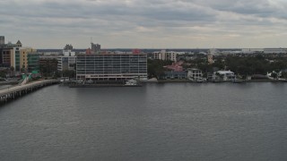 DX0003_230_022 - 5.7K aerial stock footage of a waterfront condo complex in Tampa, Florida