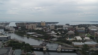 DX0003_231_025 - 5.7K aerial stock footage approaching the University of Tampa campus from the river, Florida
