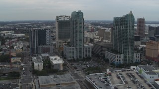 DX0003_231_035 - 5.7K aerial stock footage a pair of high-rise buildings in Downtown Tampa, Florida
