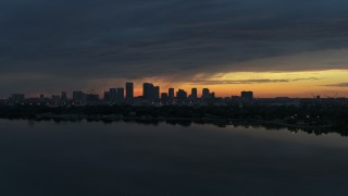 DX0003_231_045 - 5.7K stock footage aerial video of the Downtown Tampa skyline, Florida at sunset