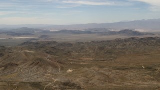 FG0001_000107 - 4K aerial stock footage flyby the Iron Ridge mountains in the Mojave Desert, San Bernardino County, California