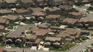 FG0001_000149 - 4K aerial stock footage of spacious suburban homes in Rancho Cucamonga, California