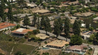 FG0001_000150 - 4K aerial stock footage of upscale hillside homes in Pasadena, California