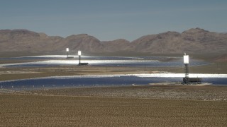 FG0001_000177 - 4K aerial stock footage of a view of the three arrays at the Ivanpah Solar Electric Generating System in California