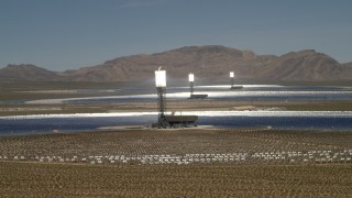 FG0001_000181 - 4K stock footage aerial video flyby the Ivanpah Solar Electric Generating System in California