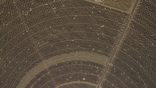 FG0001_000216 - 4K aerial stock footage of a bird's eye of one of the mirror arrays at the Ivanpah Solar Electric Generating System in California