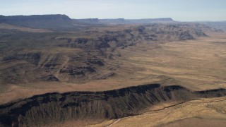 FG0001_000244 - 4K aerial stock footage flyby large rugged mesas in the Arizona Desert