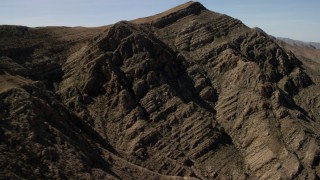 FG0001_000256 - 4K aerial stock footage flyby rugged desert mountains in the Nevada Desert