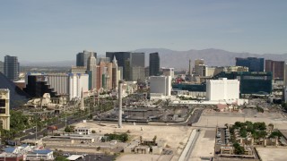 FG0001_000331 - 4K stock footage aerial video of the resort casinos on Las Vegas Boulevard, the Las Vegas Strip, Nevada