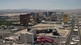 FG0001_000344 - 4K stock footage aerial video of Las Vegas Strip casino resorts in Las Vegas, Nevada