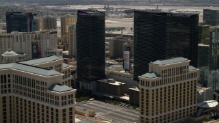 FG0001_000348 - 4K aerial stock footage of flying by the casino resorts of the Las Vegas Strip, Nevada