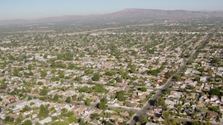 HDA07_01 - HD stock footage aerial video fly over residential neighborhoods, San Fernando Valley, California