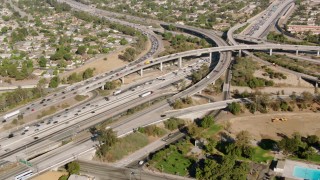 HDA07_02 - HD stock footage aerial video of the I-5 and reveal 118 interchange, San Fernando Valley, California