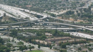 HDA07_41 - HD stock footage aerial video of the I-5 and I-118 interchange, Pacoima, California