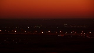 HDA12_019 - HD stock footage aerial video of a train yard at sunrise in Fort Worth, Texas