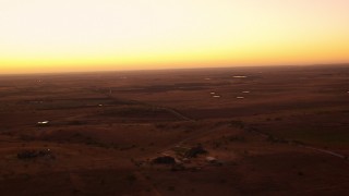 HDA12_028 - HD stock footage aerial video of farmland at sunrise in Decatur, Texas