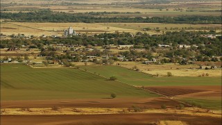 HDA12_094 - HD stock footage aerial video of the town of Walters and farmland in Oklahoma
