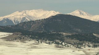 HDA13_319 - HD stock footage aerial video of snowy peaks in the Rocky Mountains, Park County, Colorado