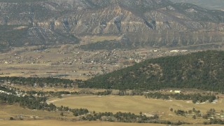 HDA13_344 - HD stock footage aerial video of approaching a small mountain town in Ridgway, Colorado