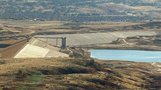 HDA13_487 - HD stock footage aerial video of a Rueter-Hess Reservoir in Parker, Colorado