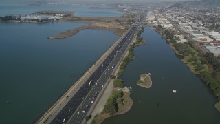 JDC01_001 - 5K aerial stock footage of flying over Interstate 80 freeway, Berkeley, California