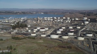 JDC01_017 - 5K aerial stock footage of flying by the ConocoPhillips Oil Refinery, Rodeo, California
