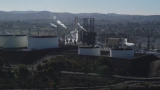 JDC01_024 - 5K aerial stock footage of flying by the ConocoPhillips Oil Refinery, Rodeo, California