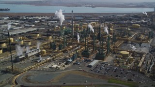 Oil Refinery / Refineries Aerial Stock Footage