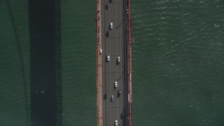 JDC02_020 - 5K stock footage aerial video of a bird's eye view over traffic on Golden Gate Bridge, San Francisco, California