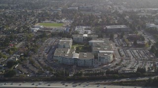 JDC04_014 - 5K aerial stock footage of Apple Headquarters office buildings, Cupertino, California