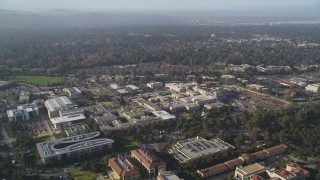 JDC04_023 - 5K stock footage aerial video of approaching Stanford University Medical Center, Stanford, California