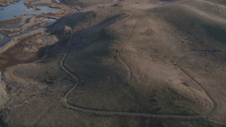 JDC04_037 - 5K aerial stock footage of flying away from hills, marshland, Union City, California