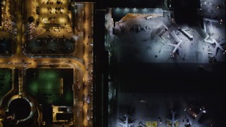 LD01_0012 - 5K aerial stock footage of LAX (Los Angeles International Airport), California at night