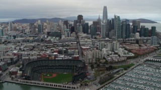 PP0002_000013 - 5.7K stock footage aerial video of city's skyline seen from AT&T Park, Downtown San Francisco, California
