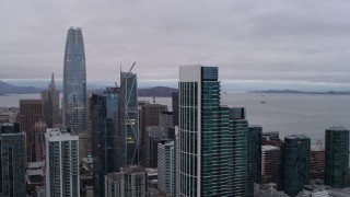PP0002_000024 - 5.7K stock footage aerial video of Salesforce Tower behind South of Market skyscraper, Downtown San Francisco, California