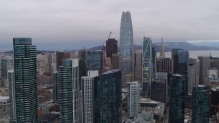 PP0002_000028 - 5.7K stock footage aerial video of Salesforce Tower and nearby skyscrapers in Downtown San Francisco, California
