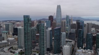 PP0002_000030 - 5.7K stock footage aerial video of Salesforce Tower and South of Market skyscrapers in Downtown San Francisco, California